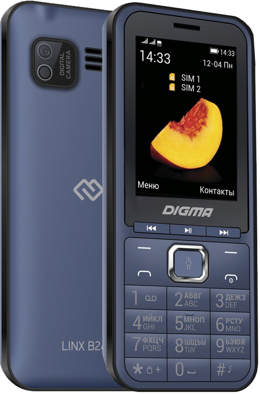 Мобильный телефон Digma LINX B241 32Mb темно-синий 2Sim 2.44" TFT 240x320 0.08Mpix LT2073PM