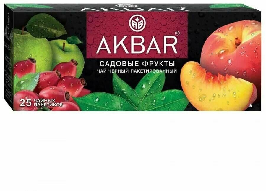 Чай Akbar Садовые фрукты черный, 25 пакетиков