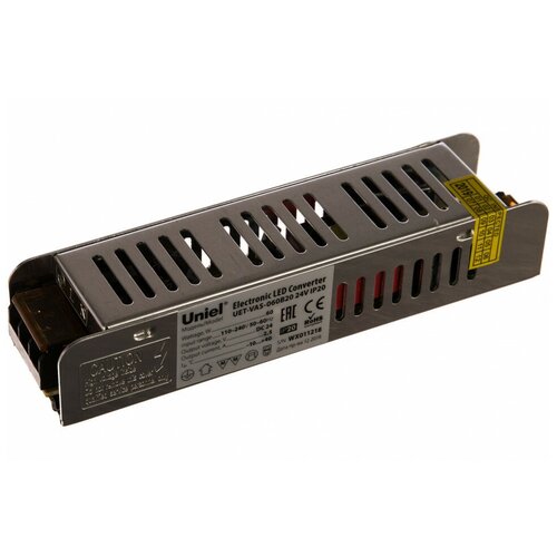 Блок питания (UL-00002429) Uniel 24V 60W IP20 2,5A UET-VAS-060B20 24V IP20 блок питания ac dc 24v 120w ul 00002431 uet vas 120b20 24v ip20 кожух