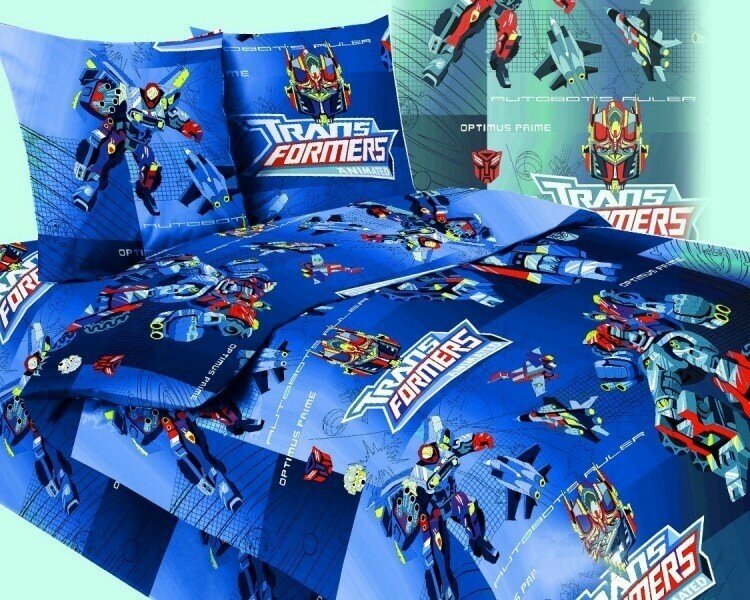 фото Детское постельное белье бязь трансформеры вид 2 (синий) 1,5 спальное (детские расцветки)
