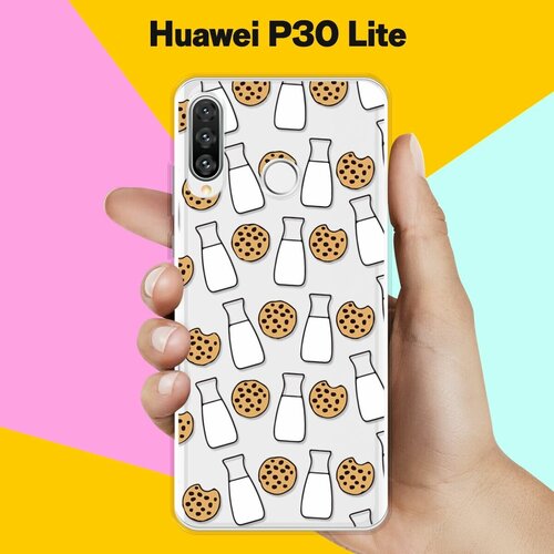 Силиконовый чехол Печеньки и молоко на Huawei P30 Lite силиконовый чехол печеньки и молоко на huawei nova 7 se