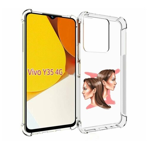 чехол mypads ак микки для vivo y35 4g 2022 vivo y22 задняя панель накладка бампер Чехол MyPads Девушка-Близнецы женский для Vivo Y35 4G 2022 / Vivo Y22 задняя-панель-накладка-бампер