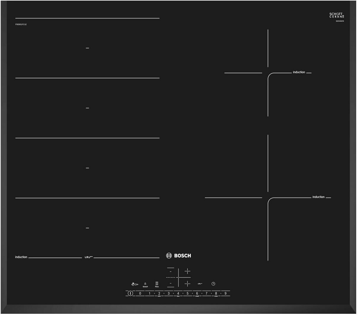 Индукционная варочная поверхность Bosch PXE651FC1E черный - фото №6
