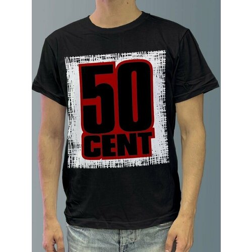 фото Футболка мужская черная из хлопка с dtf рисунком музыка 50 cent - 1237 будь на стиле