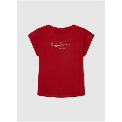 футболка для девочек, Pepe Jeans London, модель: PG502460, цвет: красный, размер:12