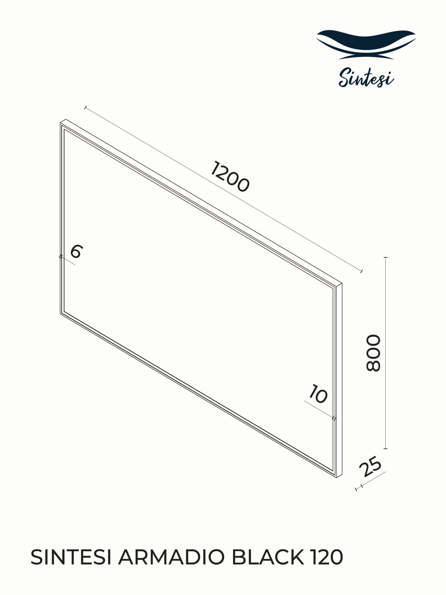 Зеркало SINTESI ARMADIO BLACK 120 с LED-подсветкой 1200x700 - фотография № 3