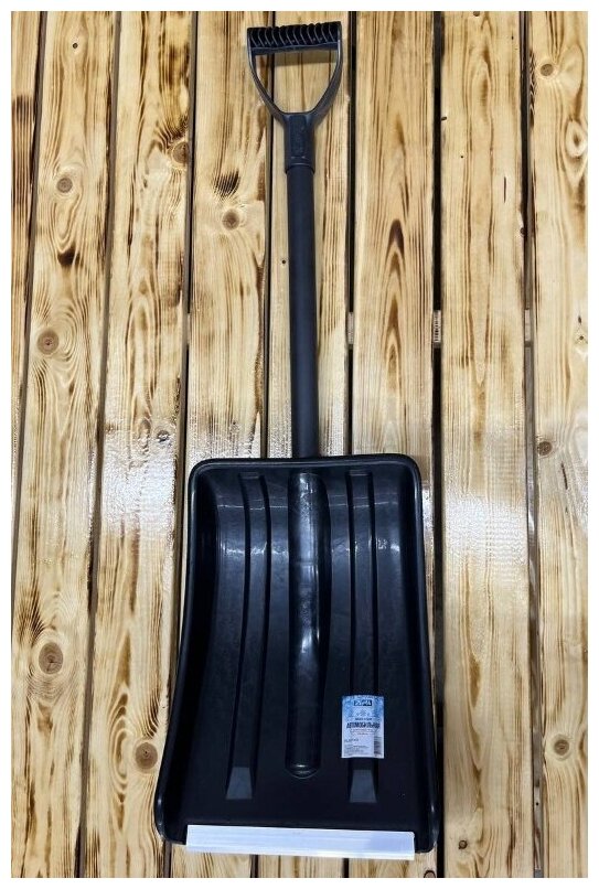 Лопата автомобильная (черная) 275*380мм (длина 950мм)с пластиковым черенком d32 (50 см)+ ручка - фотография № 1
