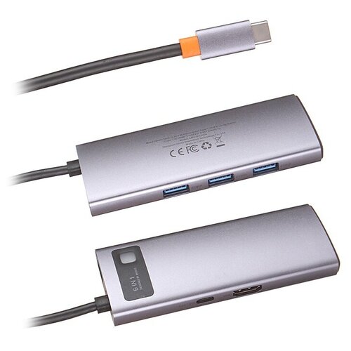 USB-концентратор Хаб Hub Baseus Metal Gleam Series 8 в 1Space Grey Type-CPD 4k HDMI SD MicroSD RJ45 3xUSB 30 349000₽