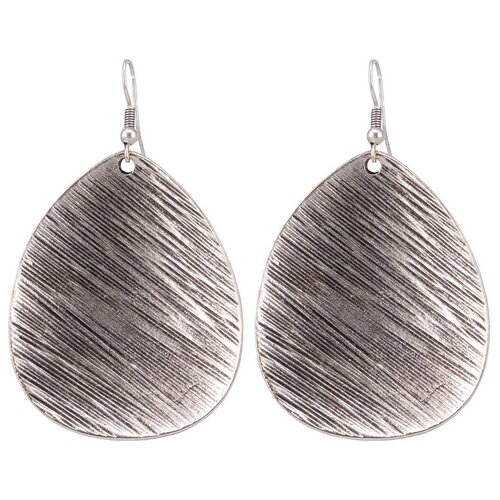 фото Серьги бижутерные крупная капля (замок-крючок, бижутерный сплав, серебристый) 1-55051 otokodesign