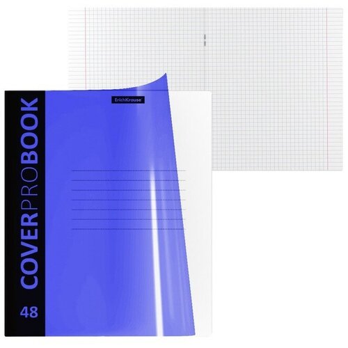 Тетрадь А5+, 48 листов в клетку ErichKrause Neon, пластиковая обложка с фактурой песок, блок офсет, белизна 100%, голубая(5 шт.) тетрадь голубая с листьями а5