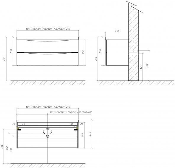 Тумба под раковину BELBAGNO MARINO -1000-2C-SO-RN-P подвесная Rovere Nature - фотография № 3