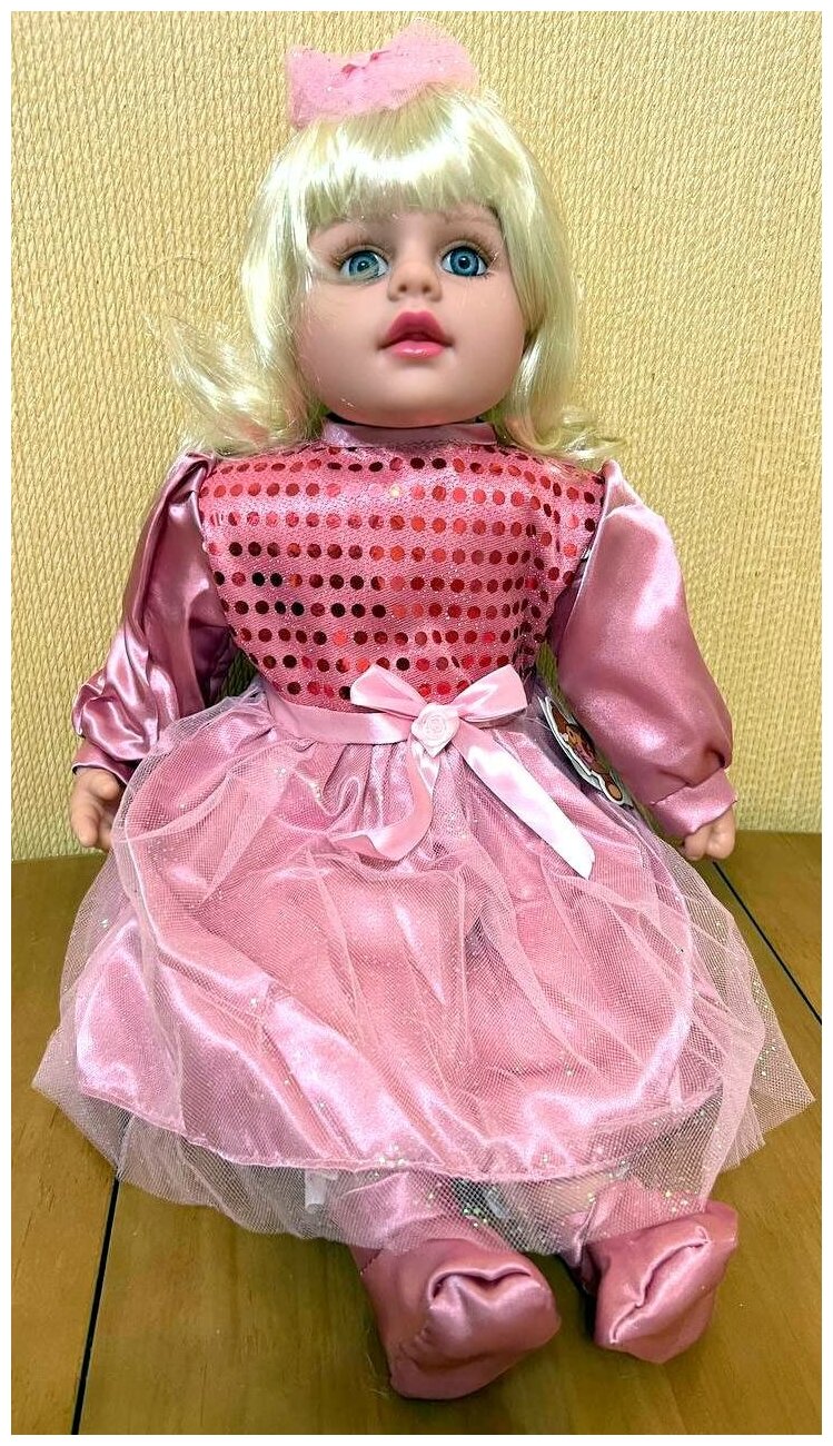 Большая кукла 60 см в нарядном платье, Реборн интерактивная в подарочной упаковке, говорит