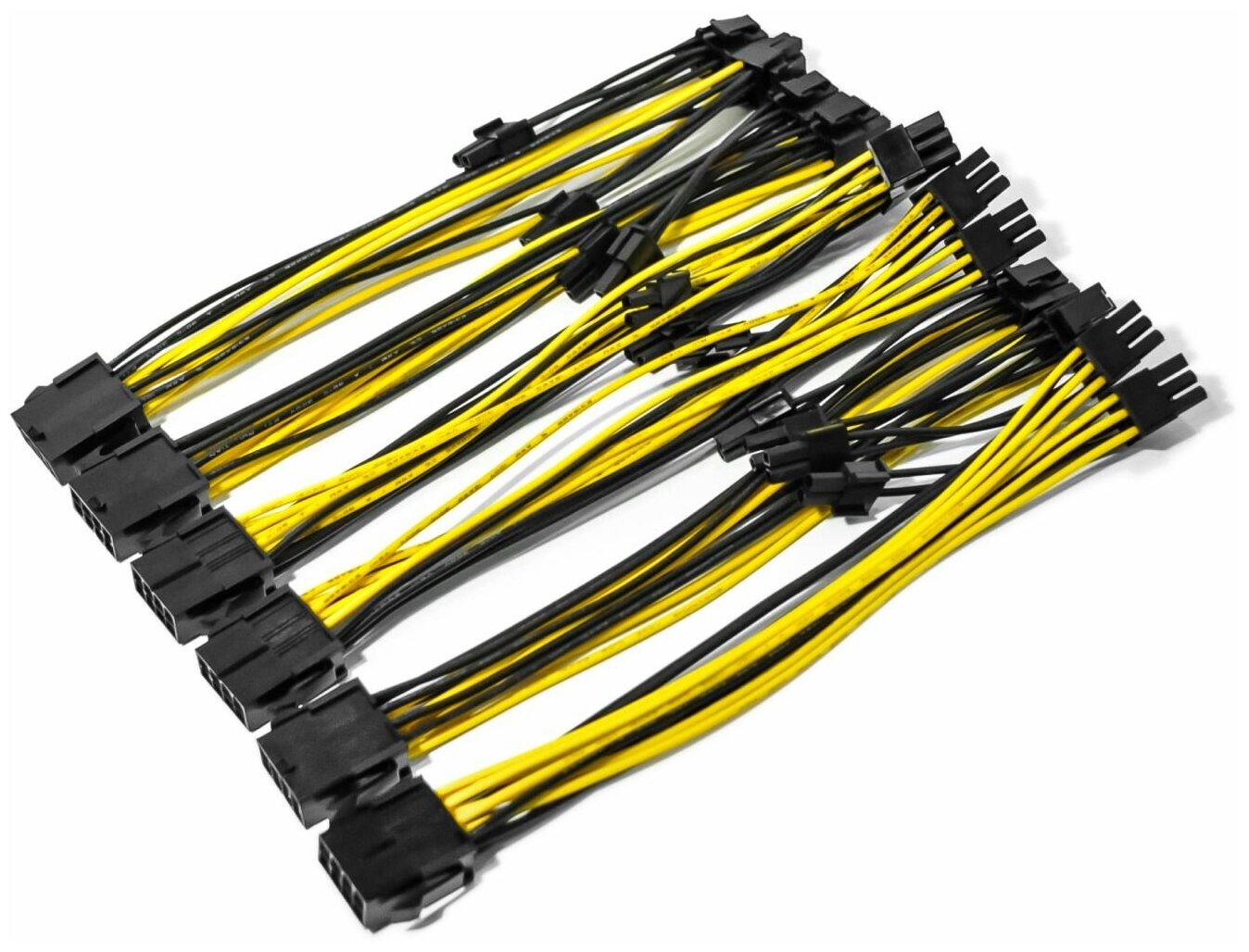 Переходник PCI-E 8 pin (6+2 pin) 22 см для видеокарты / 8-контактный GPU кабель разветвитель удлинитель питания для майнинга желтый