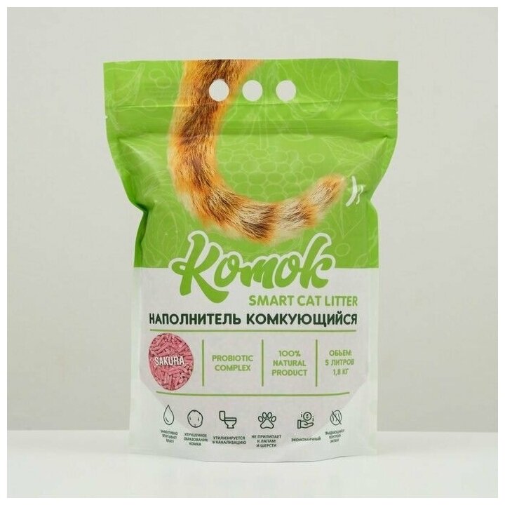 Наполнитель комкующийся 5 л (1,8 кг) комок Smart TOFU, Сакура - фотография № 6