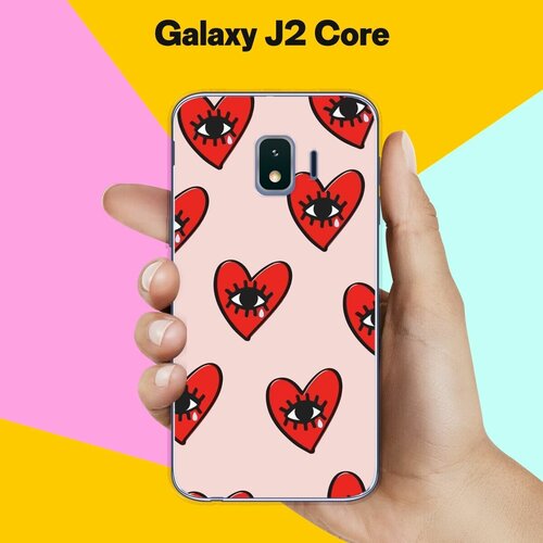 Силиконовый чехол на Samsung Galaxy J2 Core Сердца / для Самсунг Галакси Джей 2 Кор силиконовый чехол на samsung galaxy j2 core коты русалки для самсунг галакси джей 2 кор