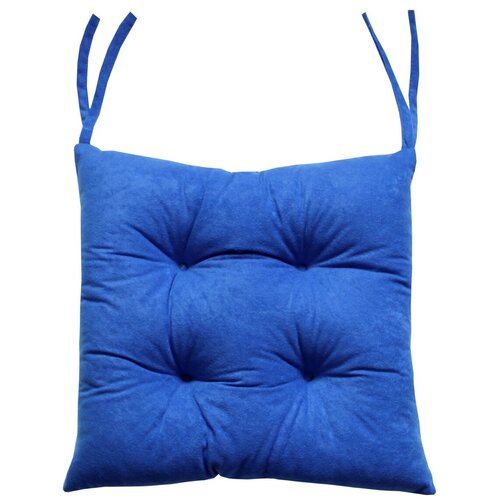 фото Подушка декоративная на стул matex velours синий с завязками, чехол не съемный, ткань велюр, 42х42 см матекс