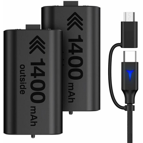 2 аккумулятора по 1400mAh провод зарядка micro usb type c для геймпада XBOX ONE SERIES S X beboncool 249000₽