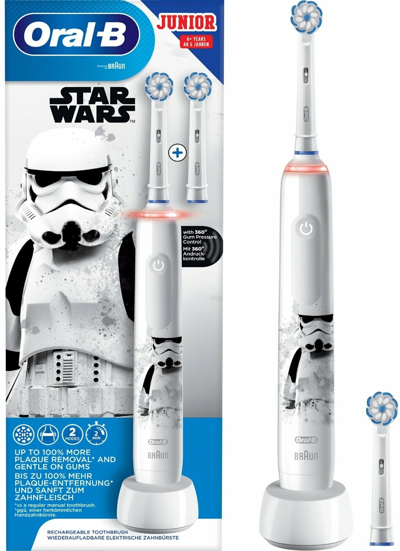 Зубная щётка электрическая ORAL-B D505.523.2K Junior Star Wars - фотография № 1