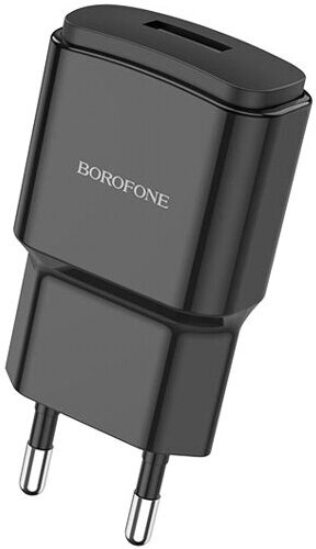 Сетевой адаптер питания Borofone BA48A Orion Black зарядка 2.1А 1 USB-порт, черный