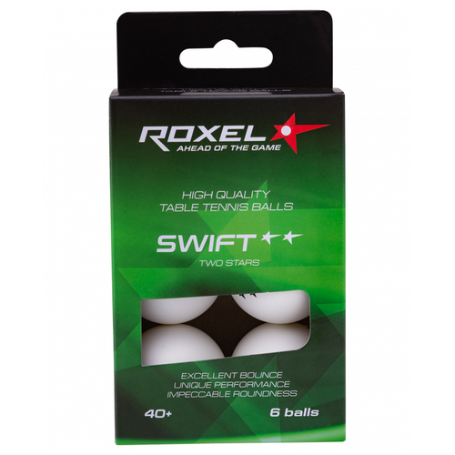 фото Мяч для настольного тенниса roxel swift 2* белый, 6 шт. (1123669)