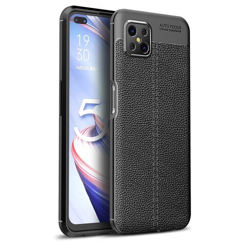 фото Чехол mypads для oppo a72 128gb / oppo a52 / oppo a92s из качественного износостойкого силикона с декоративным дизайном под кожу с тиснением черный