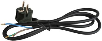 Сетевой кабель Volsten 9343 с угловой евро вилкой, 1,5 м, с заземлением, ПВС, 10 А, 2200 Вт, черный