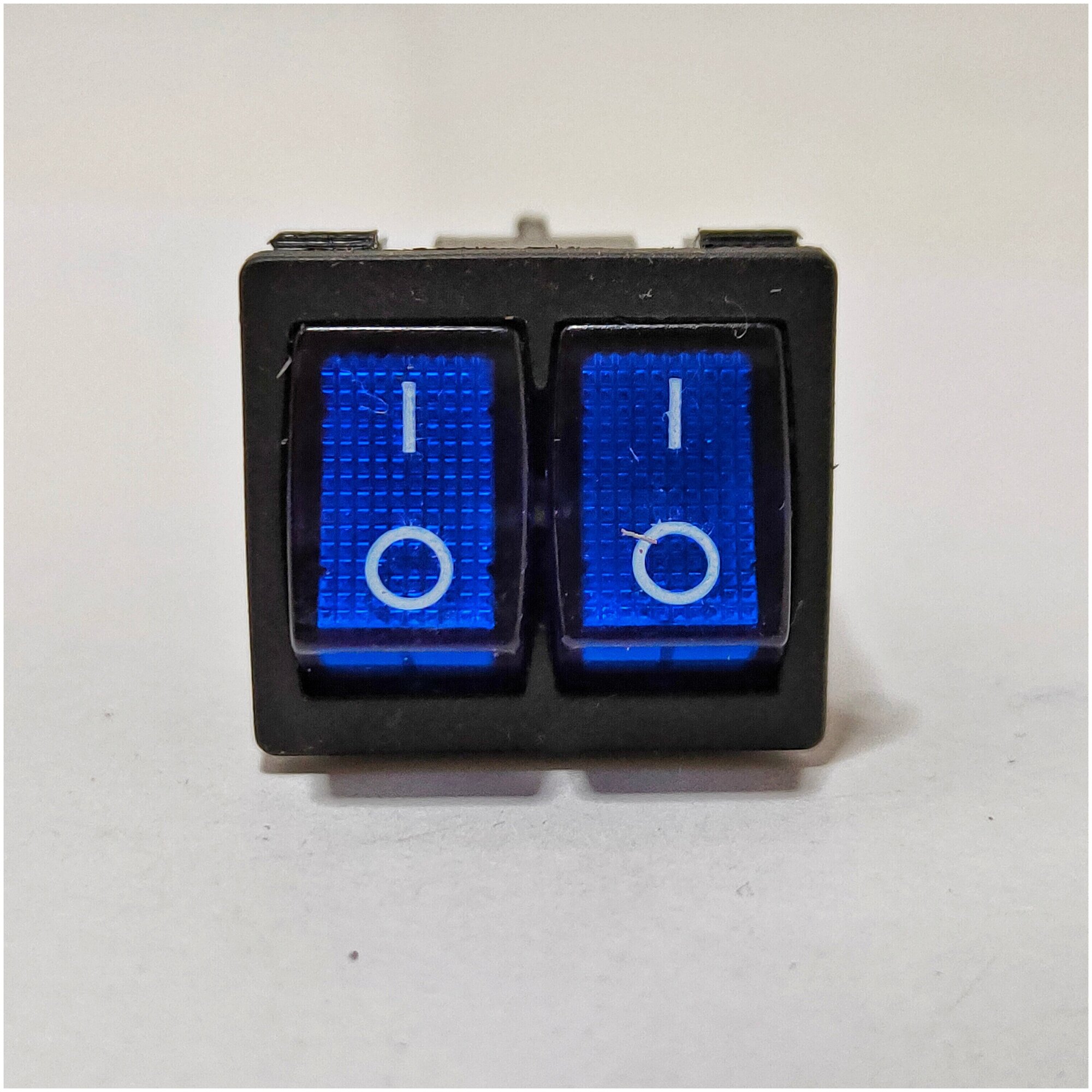 Выключатель клавишный мини двойной подсветка 250V 16А (6с) ON-OFF синий + 6 клемм - фотография № 3