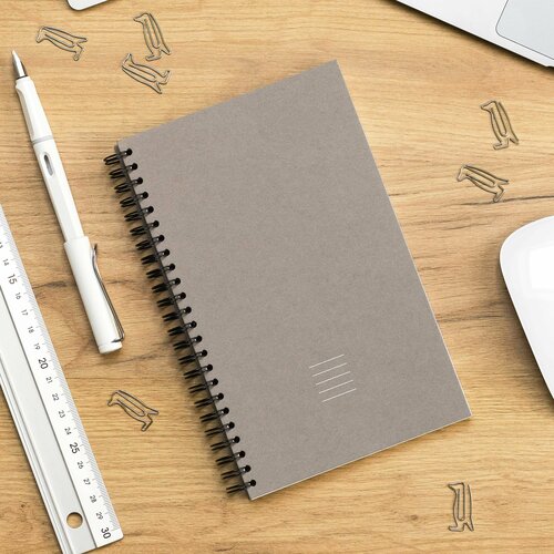 Блокнот 130х210 мм в линейку на пружине сбоку серый 40 листов