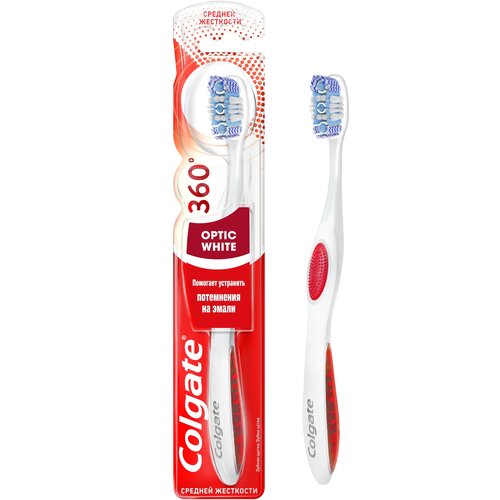 Зубная щетка Colgate 360° Optic white отбеливающая, ассортиментный