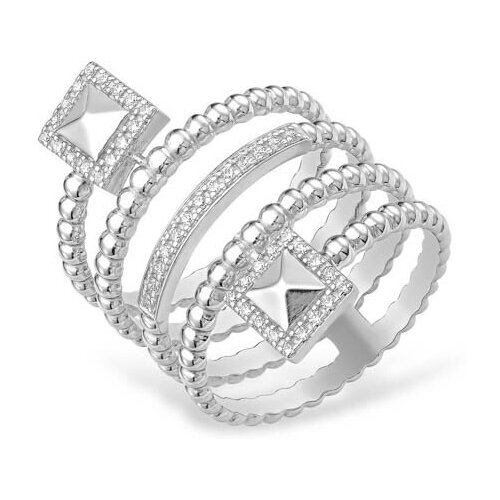 Кольцо EFREMOV, серебро, 925 проба, размер 18, серебристый кольцо 1405936013 из серебра 925 пробы с кораллом реконструированным и фианитом 17