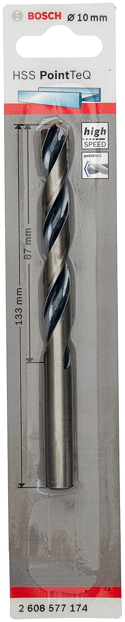 Сверло спиральное по металлу PointTeQ (10х87х133 мм) Bosch 2.608.577.174