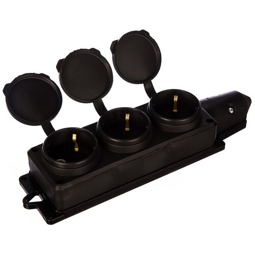 Колодка UNIVersal 496114, 16 А, 3 гнезда, черный