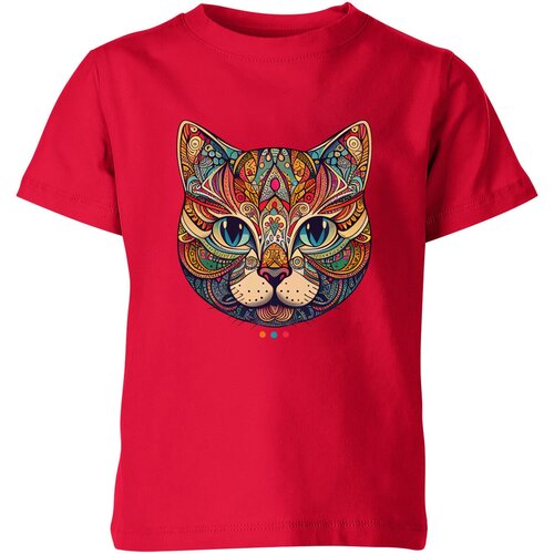 Футболка Us Basic, размер 10, красный мужская футболка цветная кошка с узорами мандала s серый меланж
