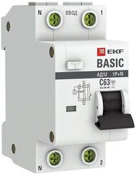 Автомат дифференциальный EKF Basic АД-12 63А 30 мА 1P+N тип АС 4,5 кА (DA12-63-30-bas)