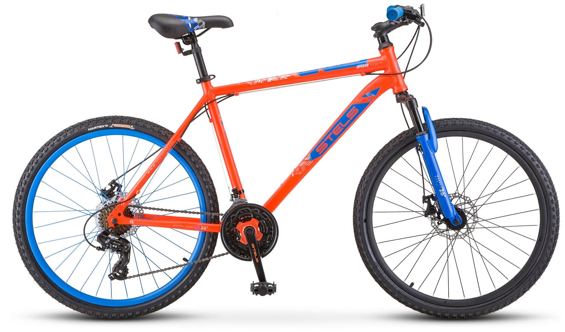 Велосипед STELS NAVIGATOR-500 D 26, колесо 26'', рост 18'', сезон 2021-2022, красный/синий