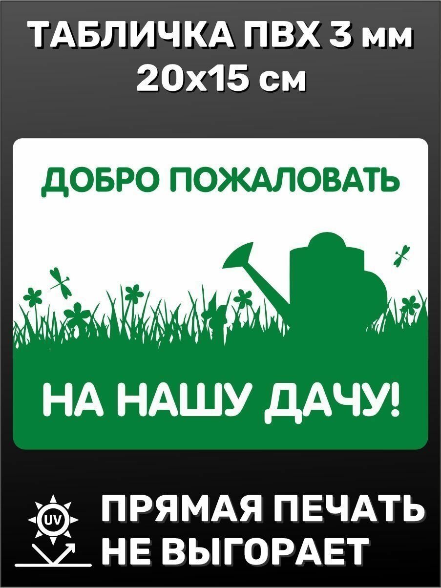 Табличка информационная прикольная садовая Добро пожаловать на нашу дачу 20х15 см