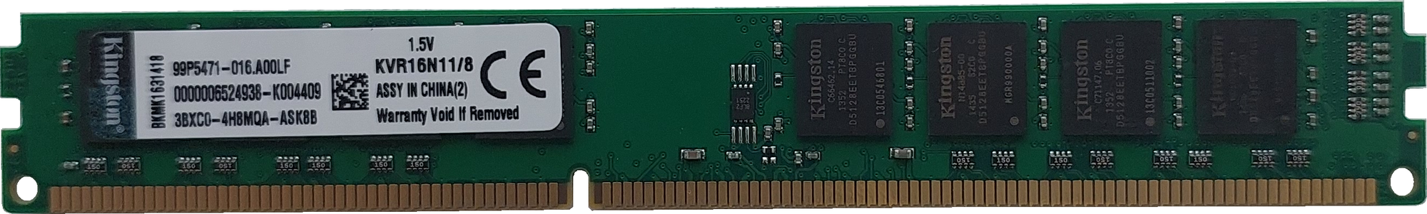 Оперативная память Kingston 8 ГБ DDR3 1600 МГц DIMM CL11 KVR16N11/8