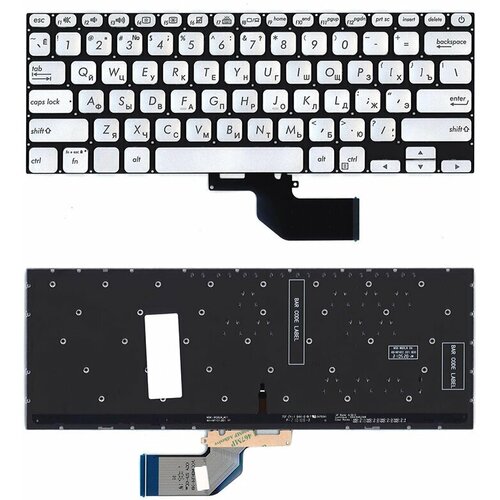 Клавиатура для ноутбука Asus S13 S330FA серебристая с подсветкой 3117₽