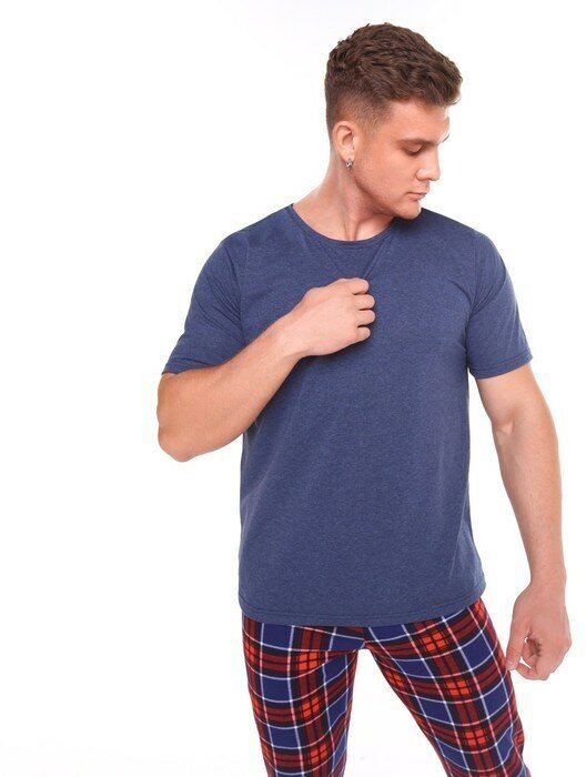 Комплект домашний мужской (футболка/брюки), цвет синий/красный, размер 60 - фотография № 18