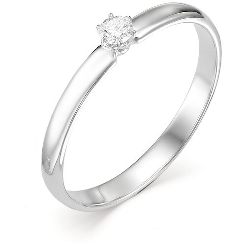 фото Алькор кольцо с бриллиантом из белого золота 12424-200, размер 17