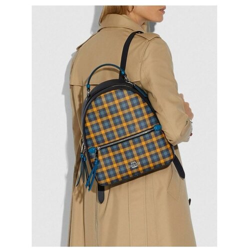 фото Женский кожаный рюкзак coach jordyn backpack with gingham print