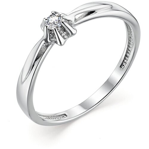 фото Алькор кольцо с 1 бриллиантом из белого золота 12797-200, размер 17.5