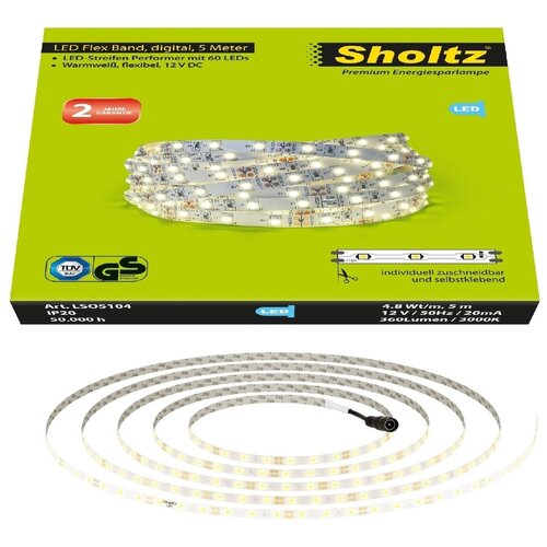 Светодиодная лента SHOLTZ 5м, 12В, IP20, 60 LED/m LSO5104