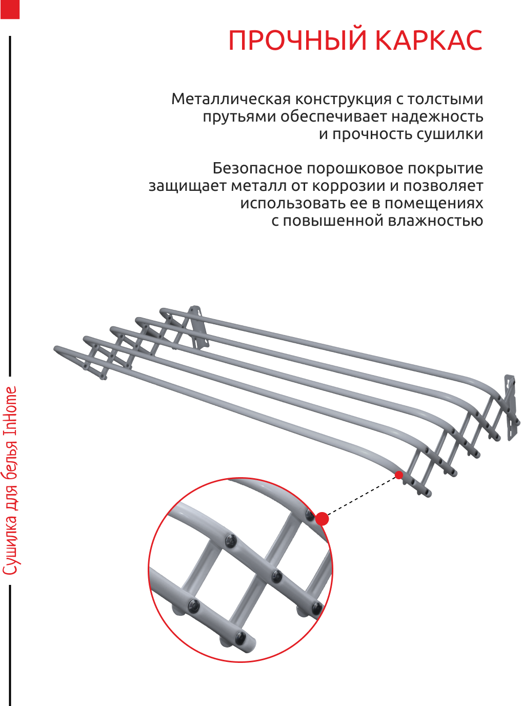 Настенная раскладная сушилка гармошка INCDW60/G - фотография № 3