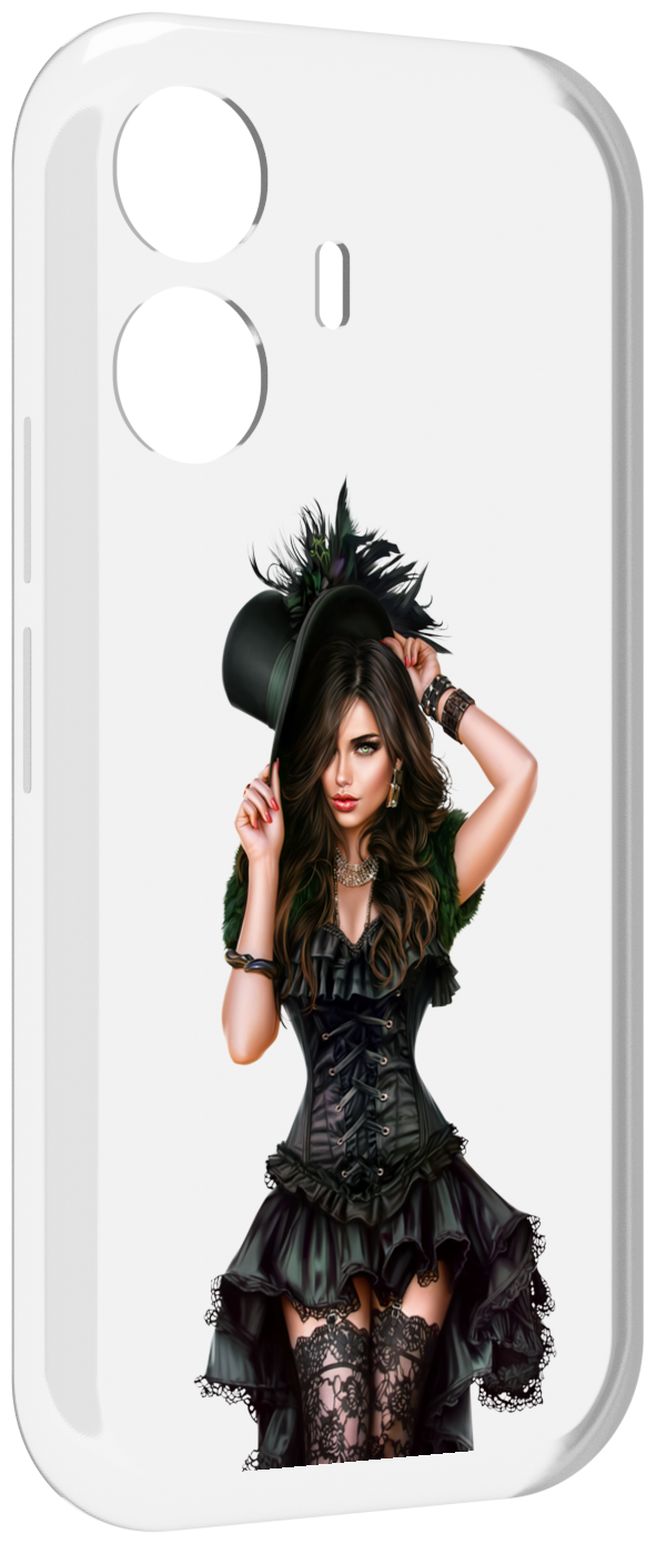 Чехол MyPads стройная-девушка-в-черном-платье для Vivo Y77E / Vivo iQOO Z6 Lite задняя-панель-накладка-бампер