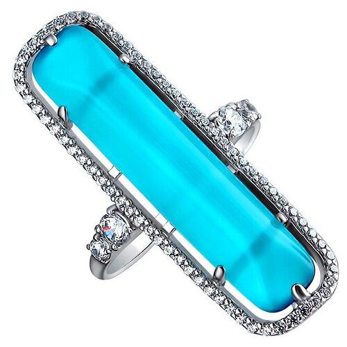 фото Эстет кольцо с 1 кошачьим глазом из серебра с3к253872, размер 18