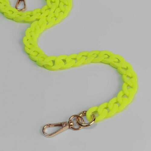 Цепочка для сумки пластиковая с карабинами 23 17 мм 68 см цвет неоновый жёлтыйзолотой 970₽