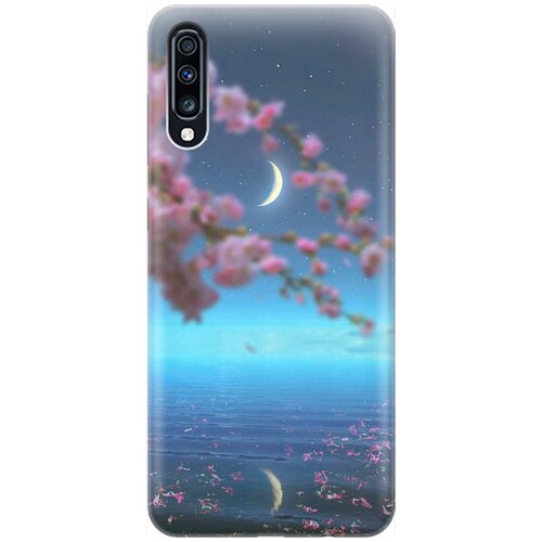 фото Ультратонкий силиконовый чехол-накладка для samsung galaxy a70 / a70s с принтом "месяц и сакура" gosso