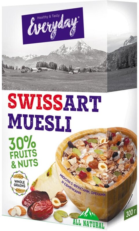 Мюсли Everyday Swiss art muesli с фруктами, орехами и семечками, 300г