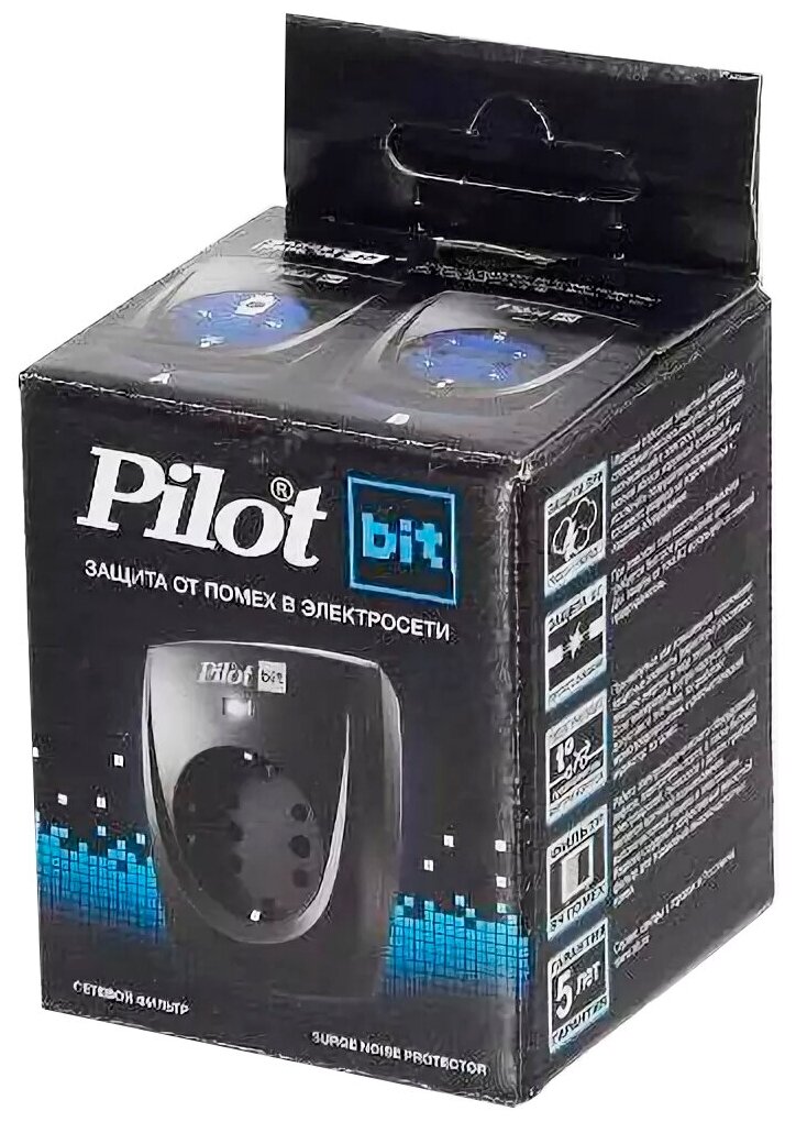 Сетевой фильтр Pilot bit GP 1 розетка стандарта Gadget parking с/з 16А / 3500 Вт